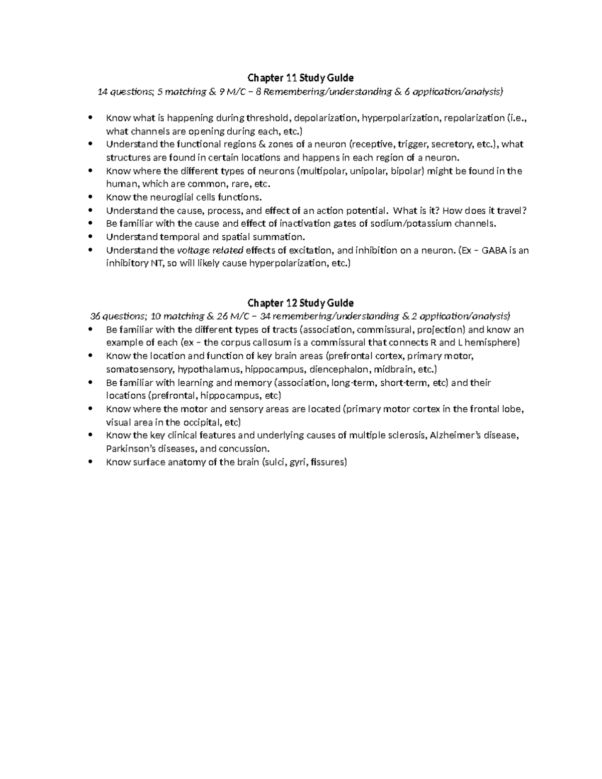 F23 Exam 3 Study Guide - Chapter 11 Study Guide 14 questions; 5 ...