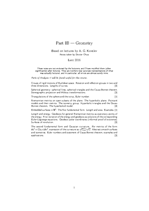 Geometry 2017-2018 Example Sheet 3 - Part IB GEOMETRY (Lent 2017 ...
