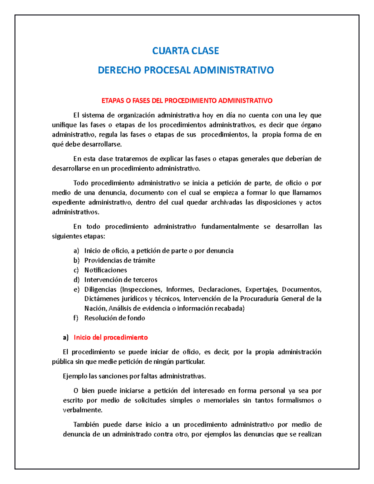 4 Clase D. Procesal Administrativo - CUARTA CLASE DERECHO PROCESAL ...