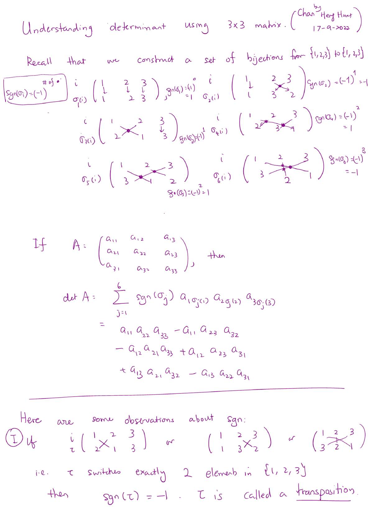 Determinant Part B My Notes - MA2001 - Studocu