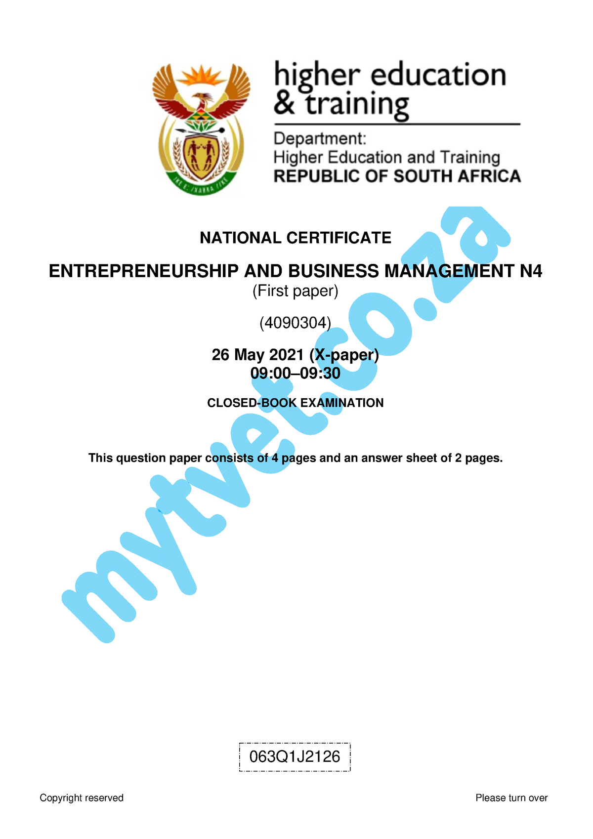 entrepreneurship and business management n4 assignment memo