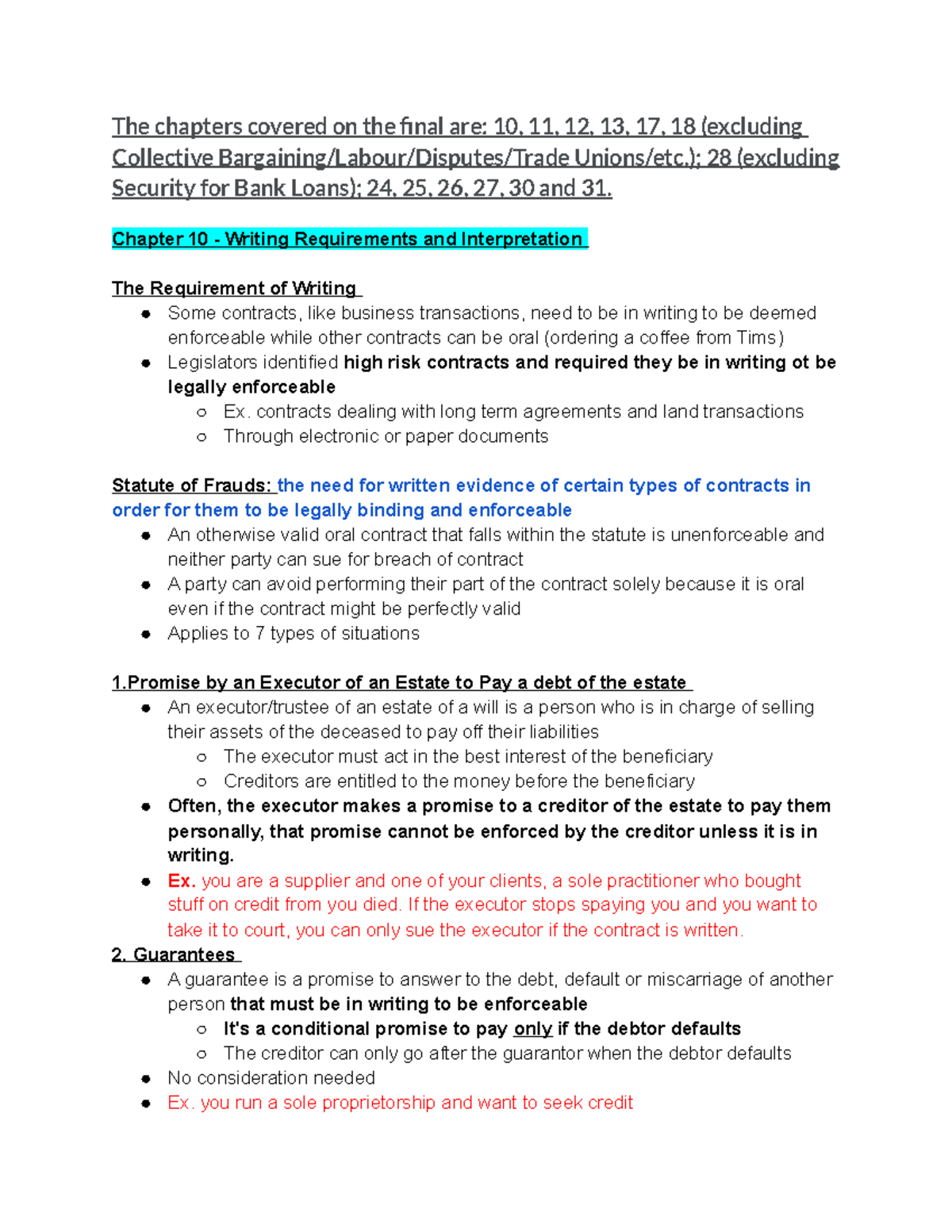 BU231 - Final Exam Notes - The Chapters Covered On The Final Are: 10 ...