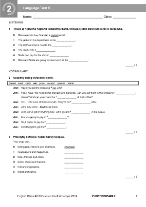 EC A2 Tests - Unit 1 Answer Key And Script - English Class A2 Unit 1 ...