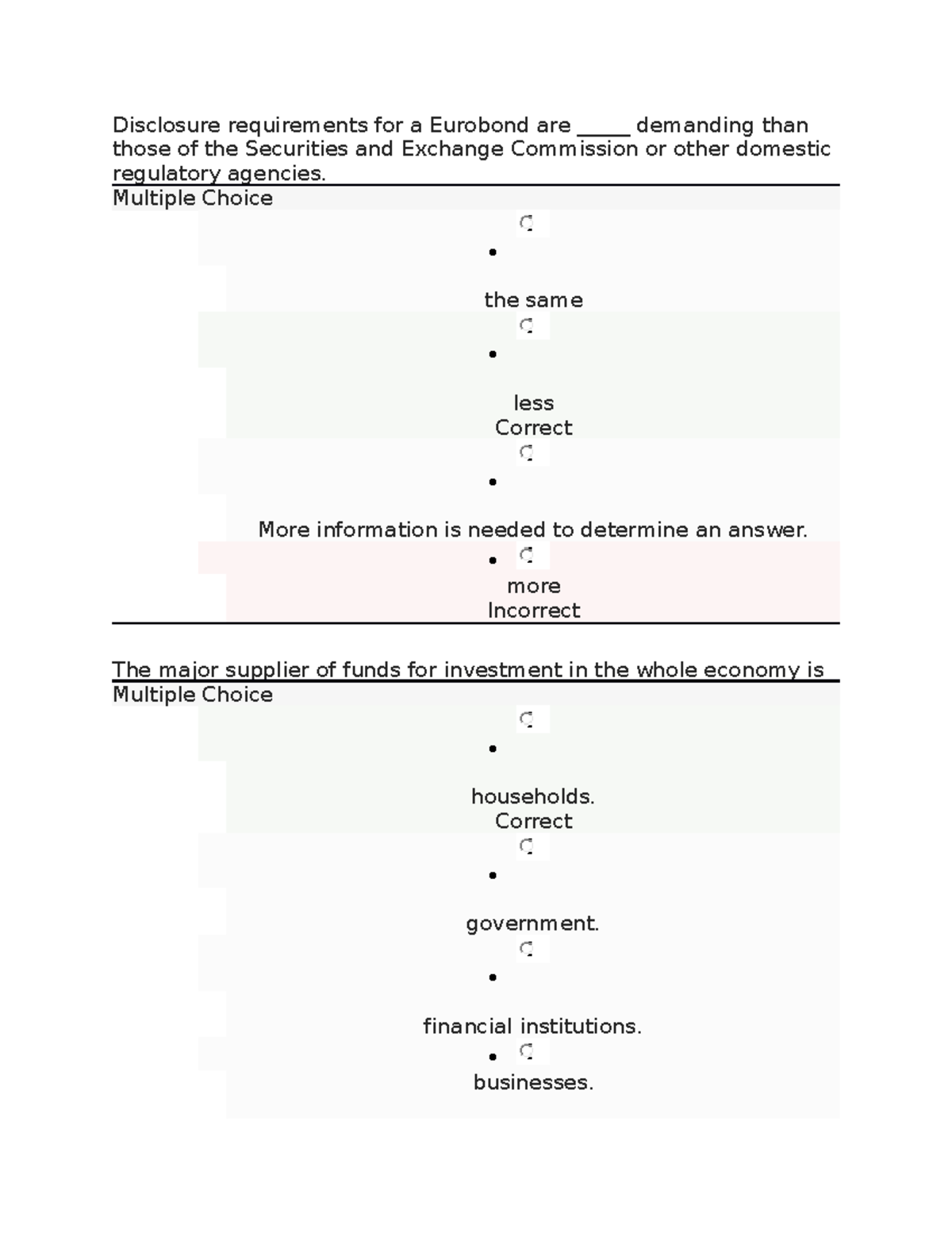 FINC400 QUIZ 5 - QUIZ 5 - Disclosure Requirements For A Eurobond Are ...