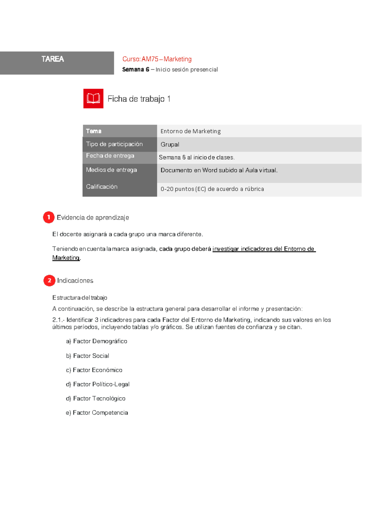 Ficha de trabajo 1 - Entorno (2022-1) - Curso: AM75 – Marketing Semana ...