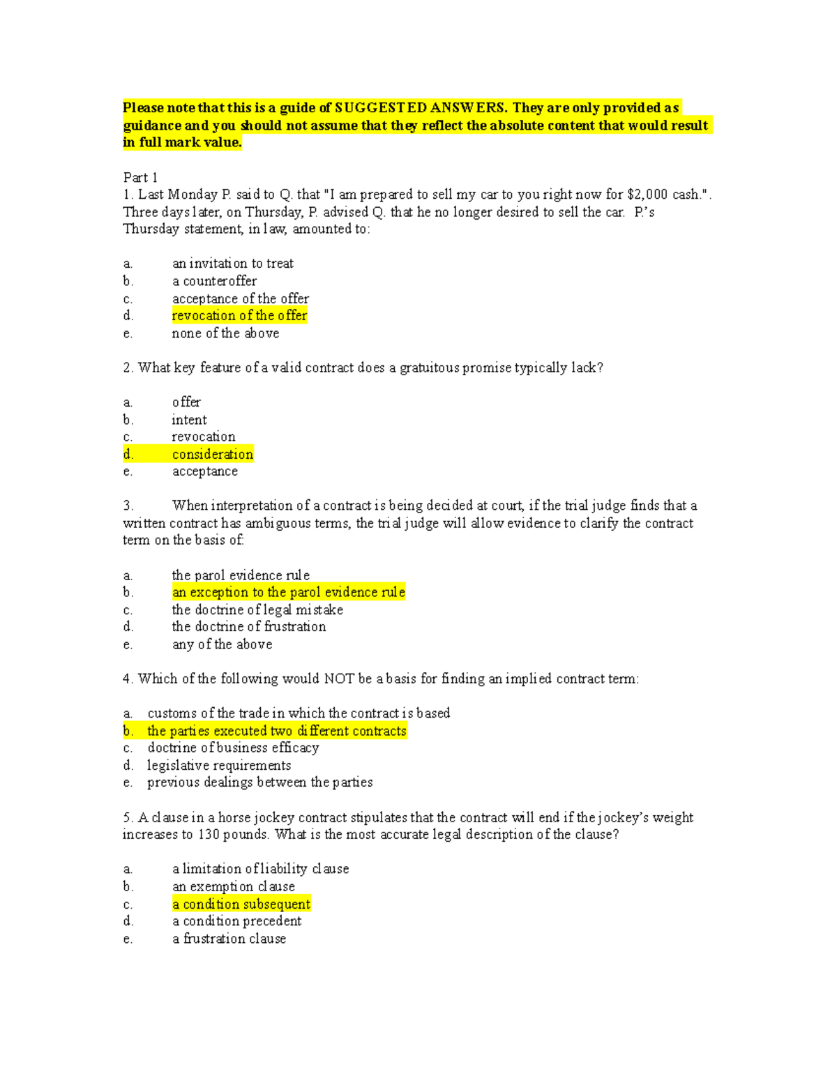 Exam 2011, questions and answers - midterm - Please note that this is a ...