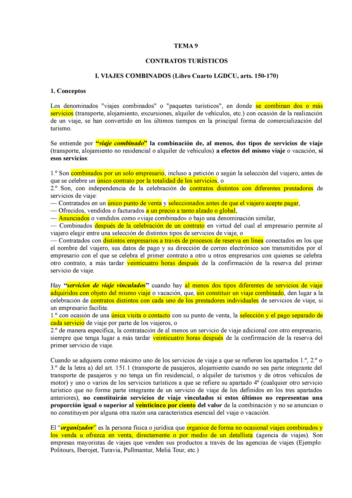 Tema 9 Contratos Turísticos Tema 9 Contratos TurÍsticos I Viajes Combinados Libro Cuarto 5123