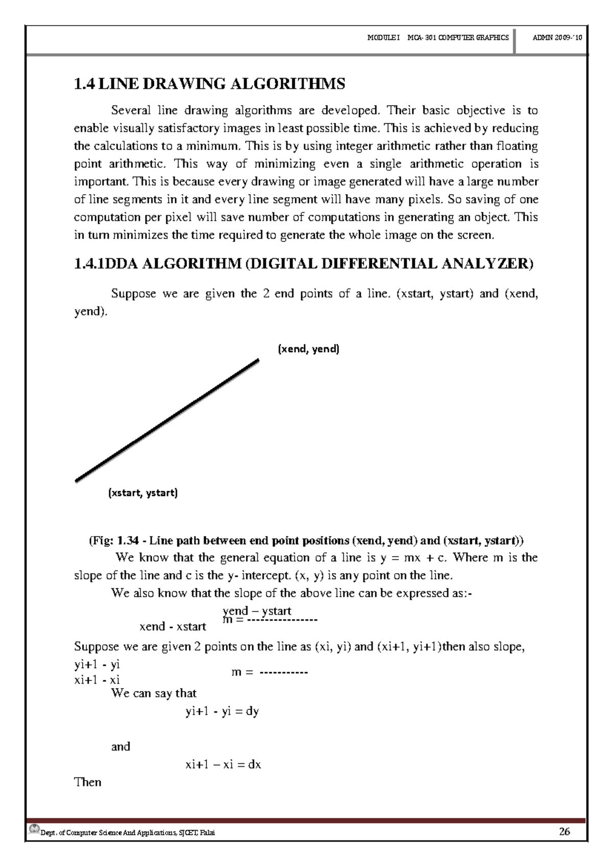 Computer graphics first module second - 1 LINE DRAWING ALGORITHMS ...