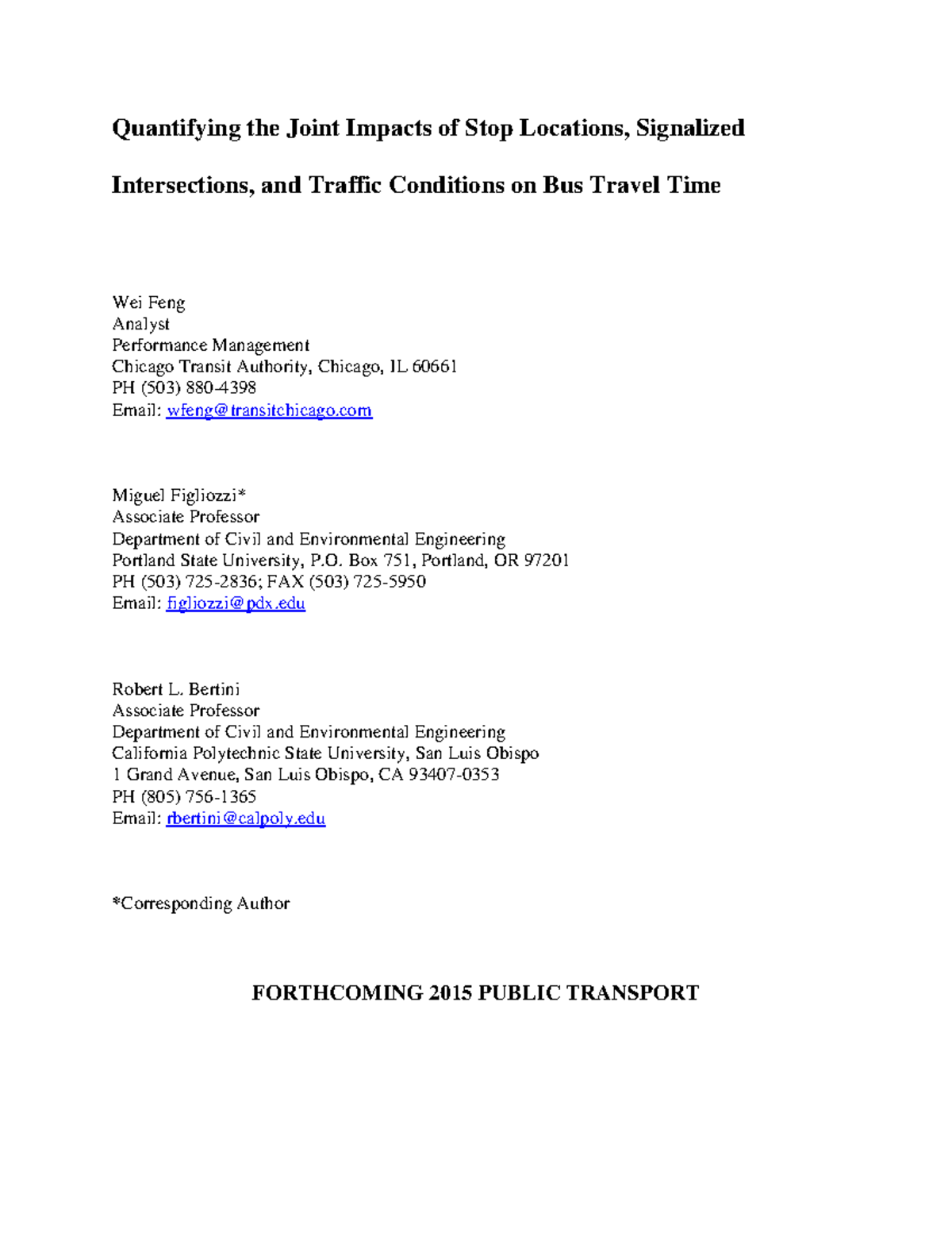 10.1.1 Notes Quantifying the Joint Impacts of Stop Locations, Signalized Intersections, and