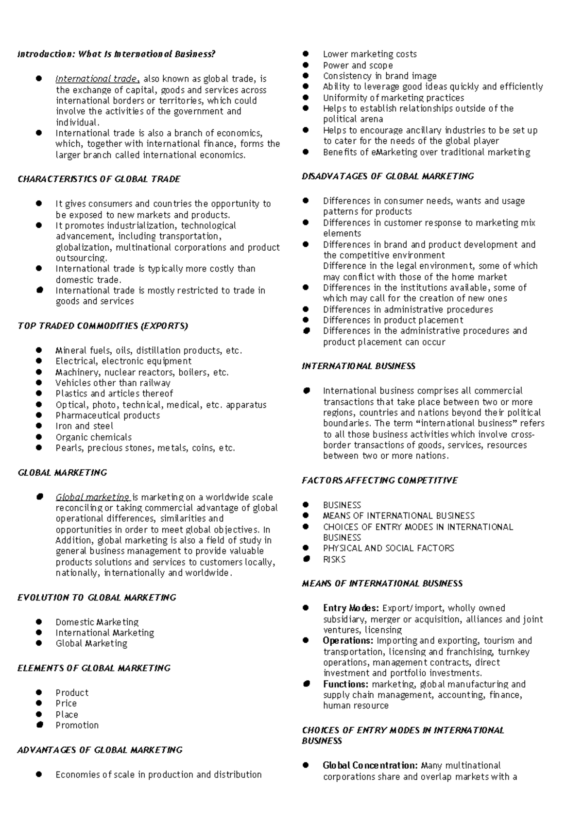 IBT (Chp 1-4) - .... - Introduction: What Is International Business ...