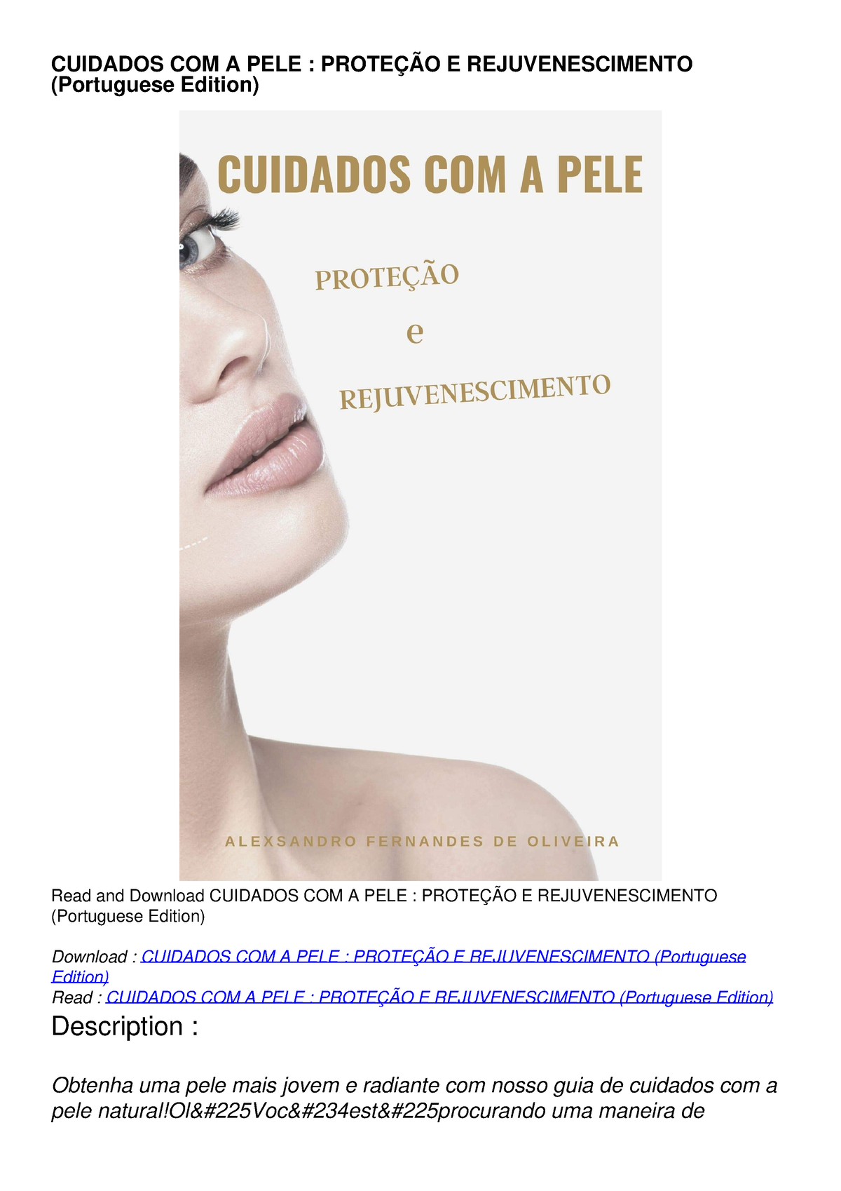 Download Book PDF CUIDADOS COM A PELE PROTEÇÃO E REJUVENESCIMENTO Portuguese Edition Studocu