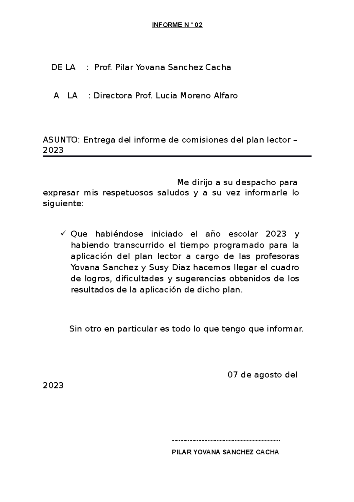 Informe Espero Te Ayude Suerte Informe Semanal N Nombre De La