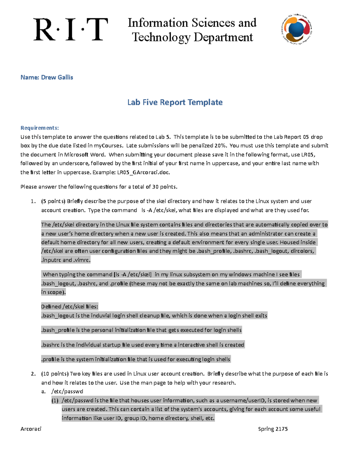 Lab 5 System Administration Labs to be used for educational use only