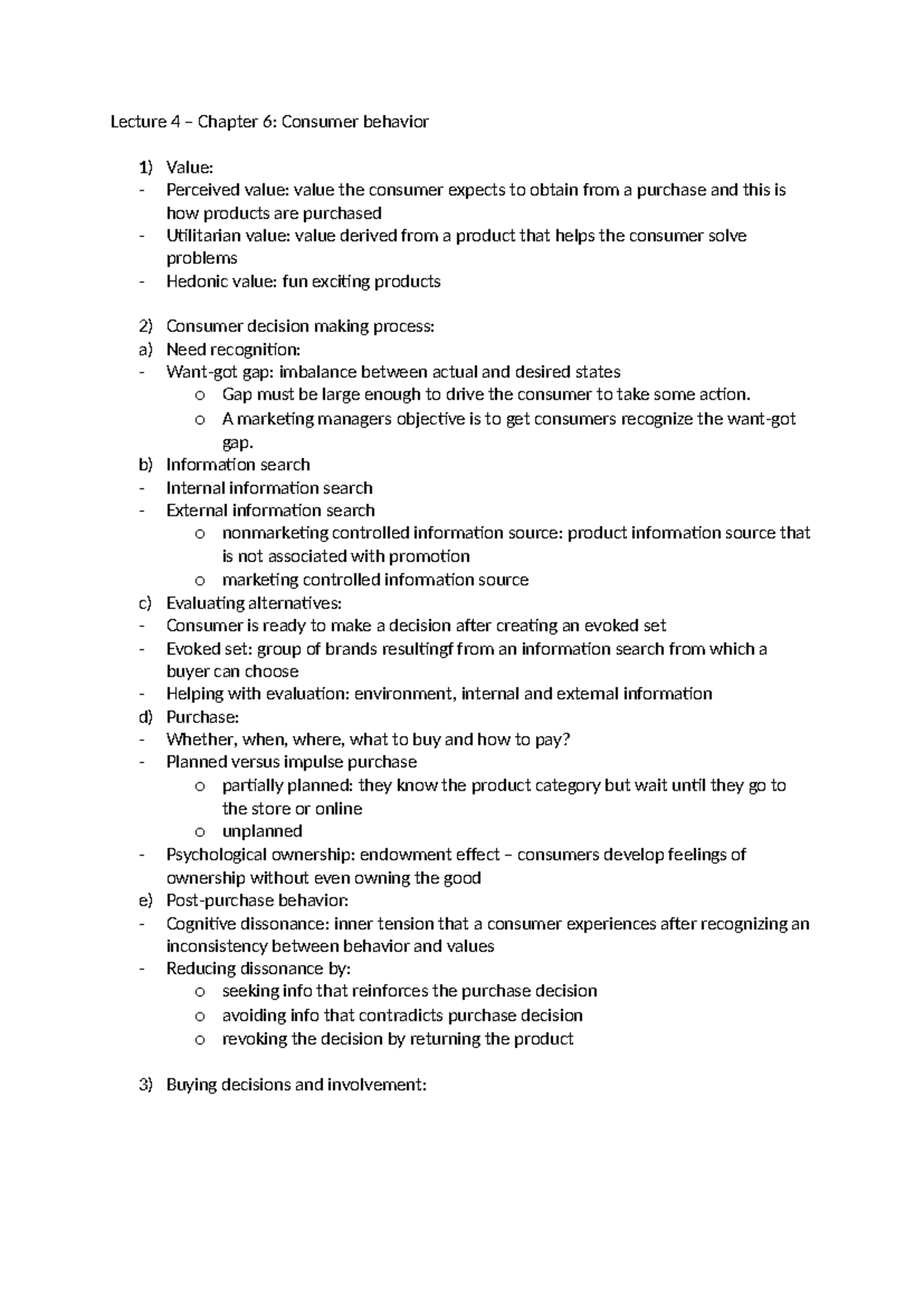 Lecture 4 Consumer Behavior Lecture 4 Chapter 6 Consumer
