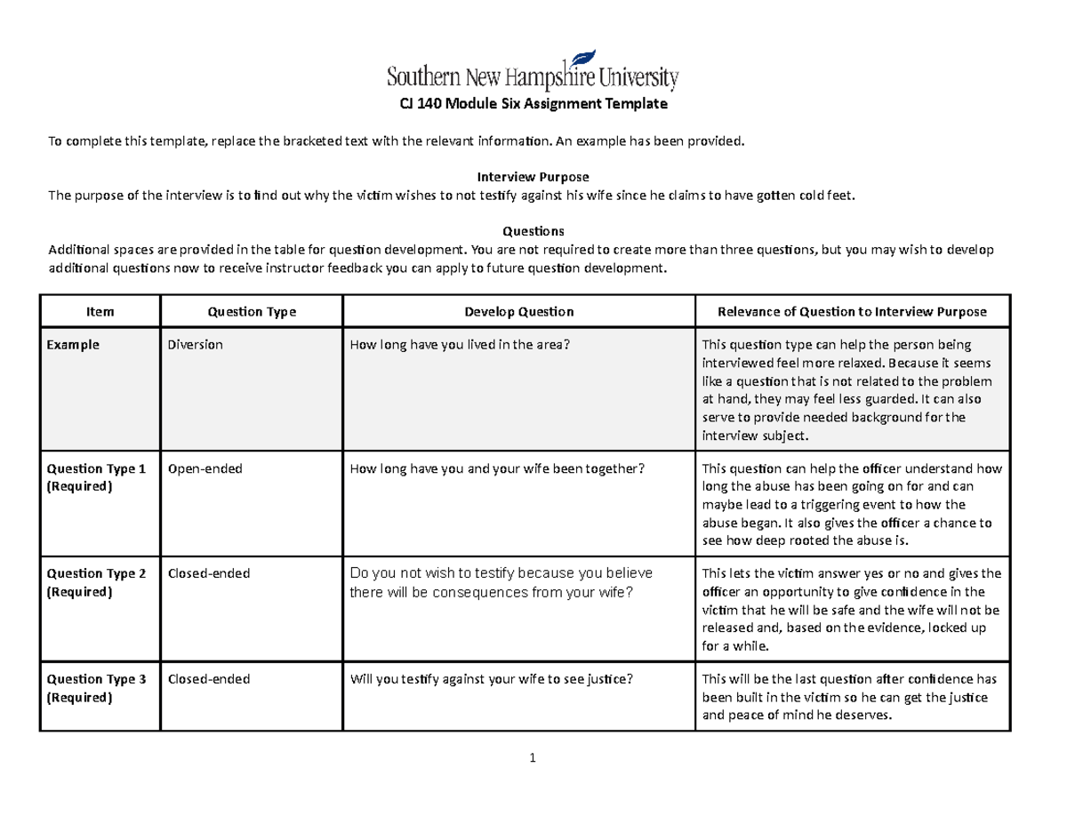 Freise CJ 140 Module Six Assignment Template - CJ 140 Module Six ...