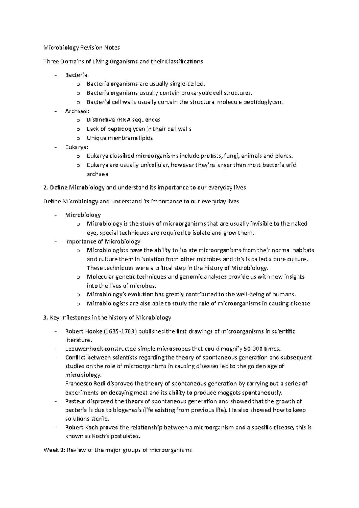 Microbiology Revision Notes - Microbiology Revision Notes Three Domains ...