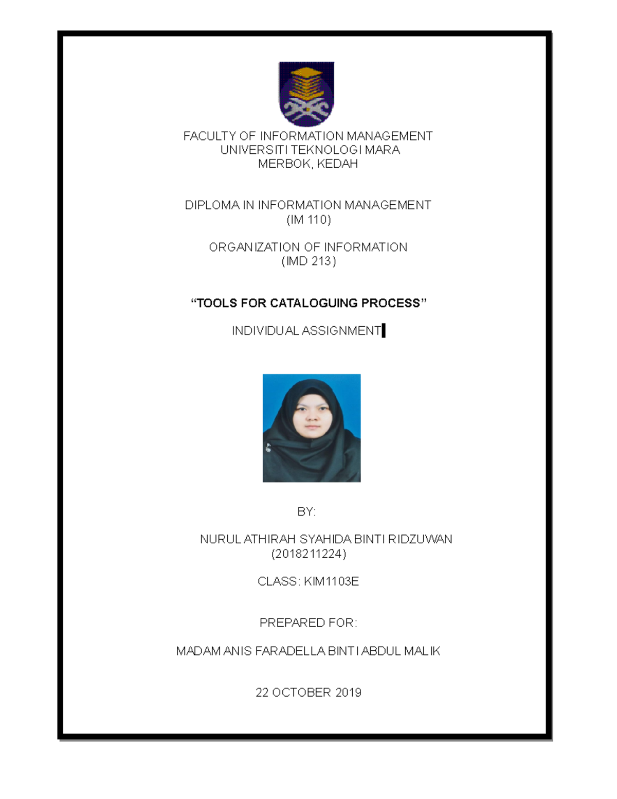 Assignment 213 1 Imd213 Faculty Of Information Management