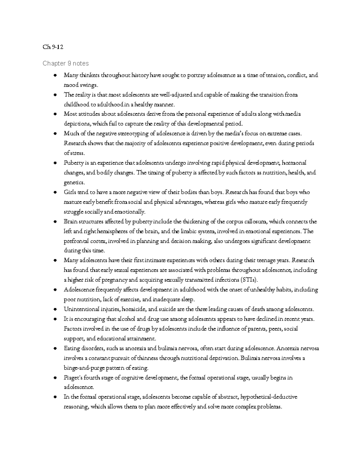 Child development notes 3 (for midterm) - Ch 9- Chapter 9 notes Many ...
