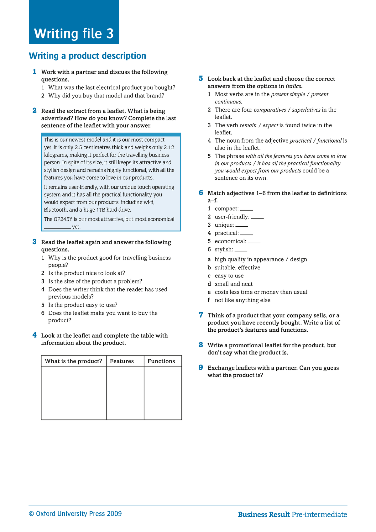 03 - Writing A Product Description Students Worksheet - © Oxford ...