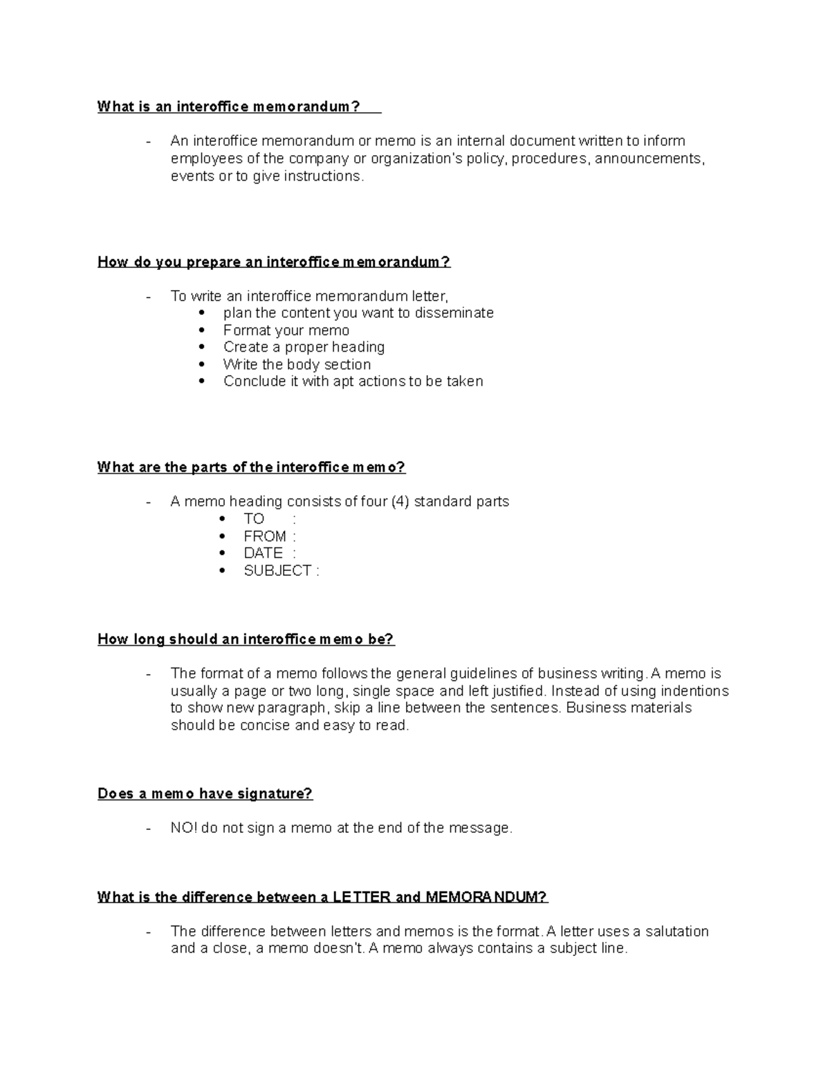 Interoffice Letter