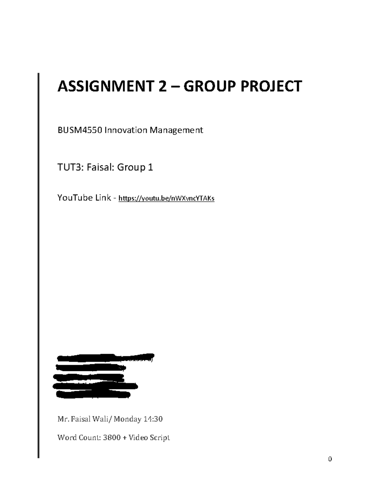 Assignment 2 (Group) 19 - ASSIGNMENT 2 3 GROUP PROJECT BUSM4550 ...