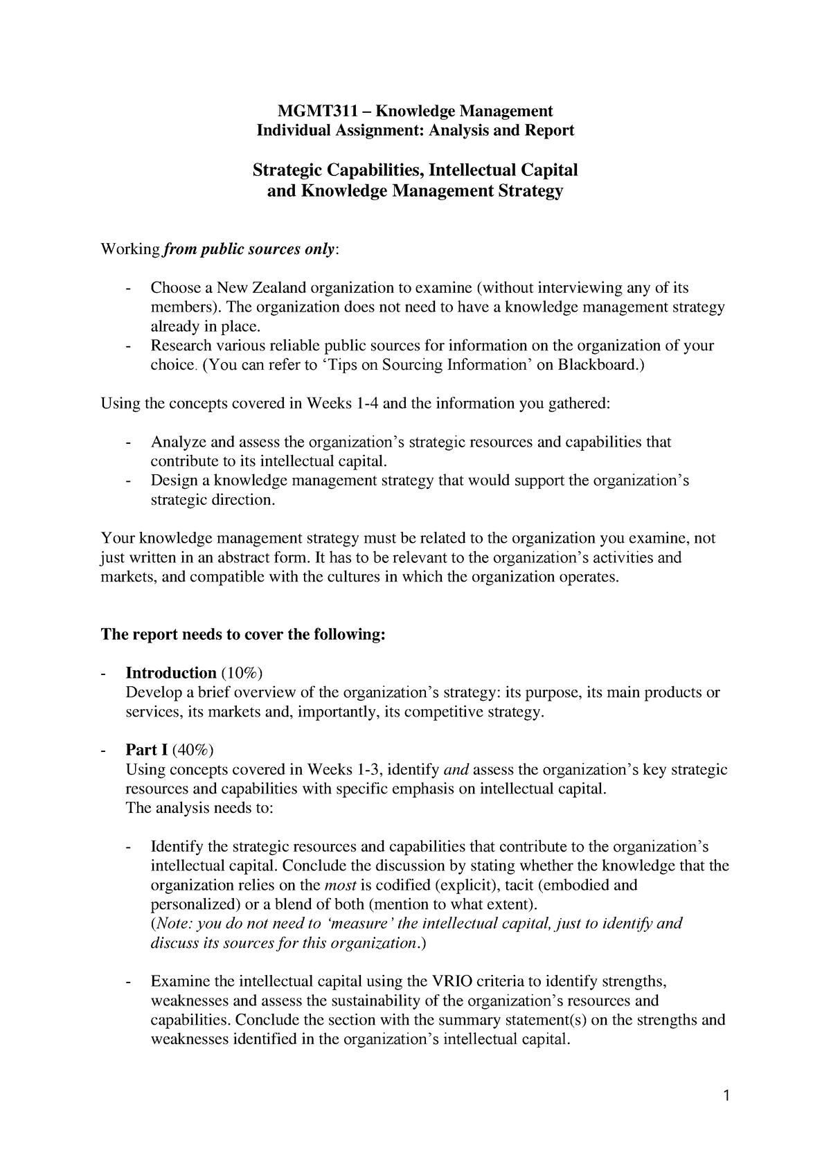 MGMT311 Individual Assignment - Guidelines And Criteria - 1 MGMT311 ...