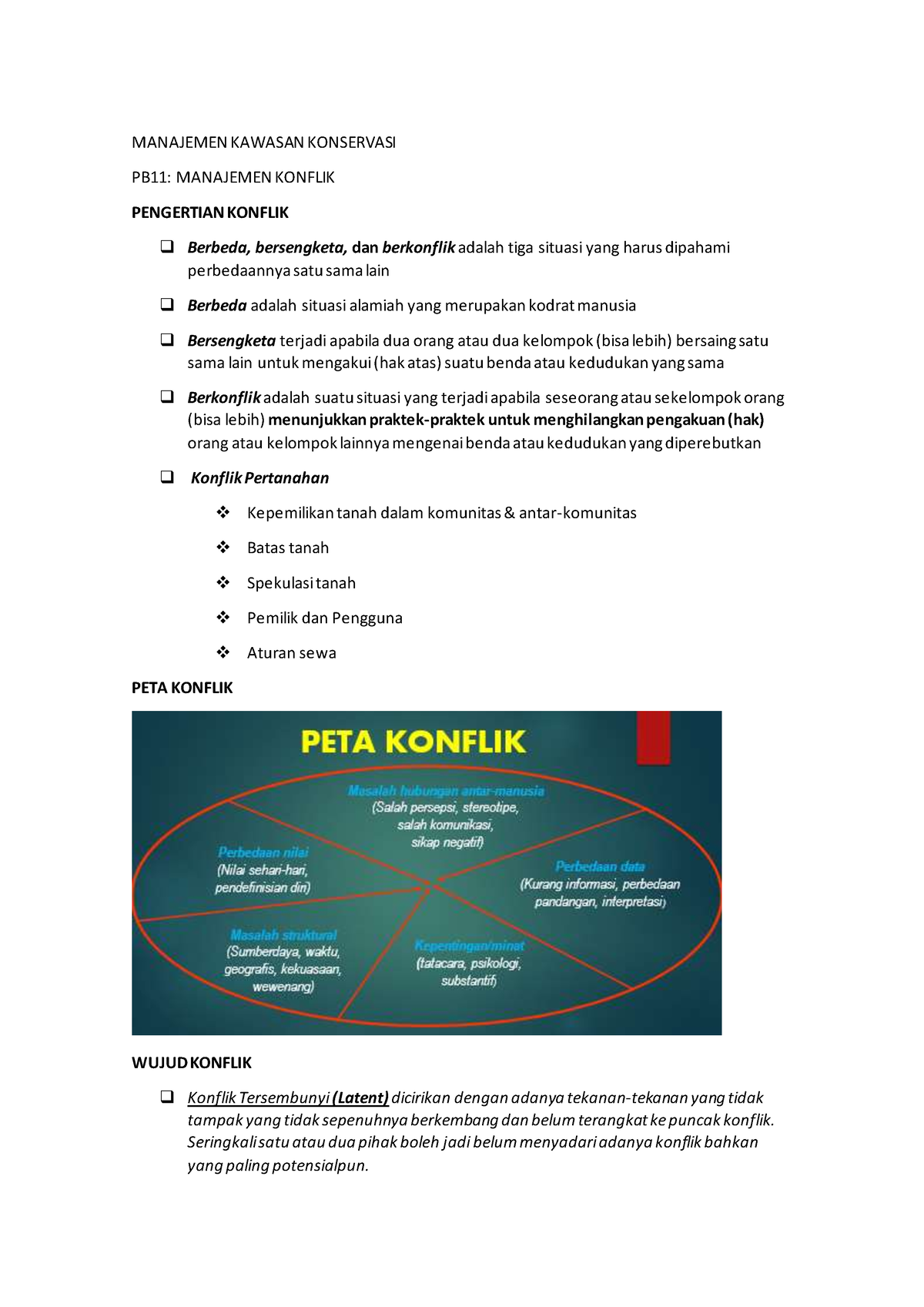 Catetan - MATERI MANAJEMEN KONFLIK - MANAJEMEN KAWASAN KONSERVASI PB11 ...