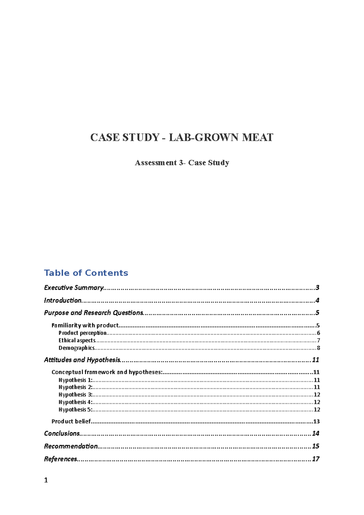 Final helping CASE STUDY LABGROWN MEAT Assessment 3 Case Study