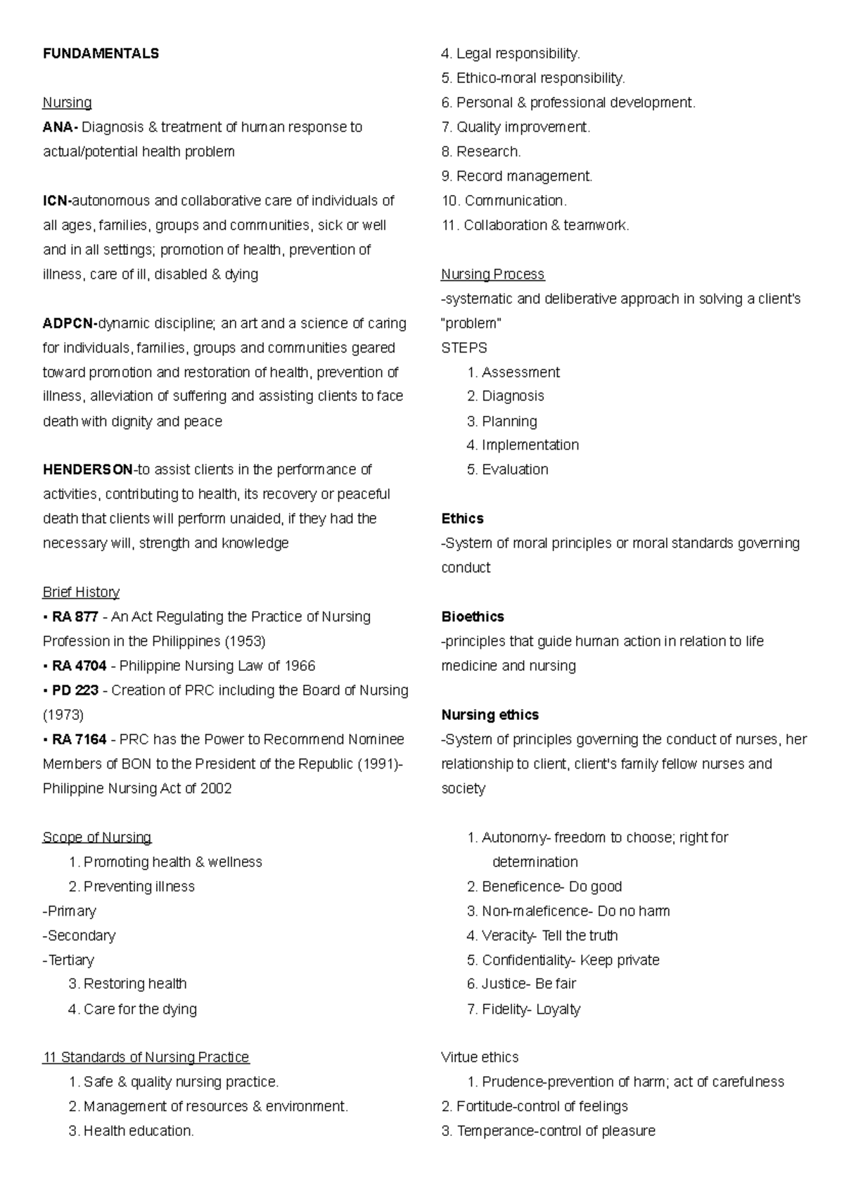 Mockboard - FUNDAMENTALS Nursing ANA- Diagnosis & treatment of human ...