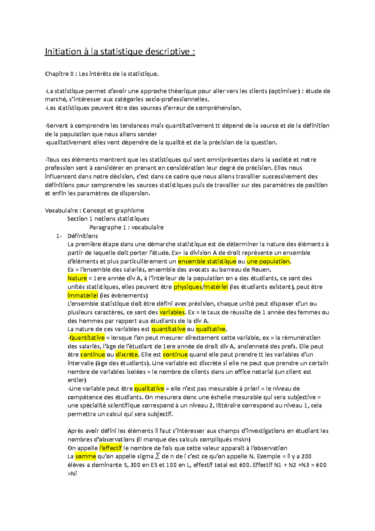 Initiation à la statistique descriptive - Initiation à la statistique ...
