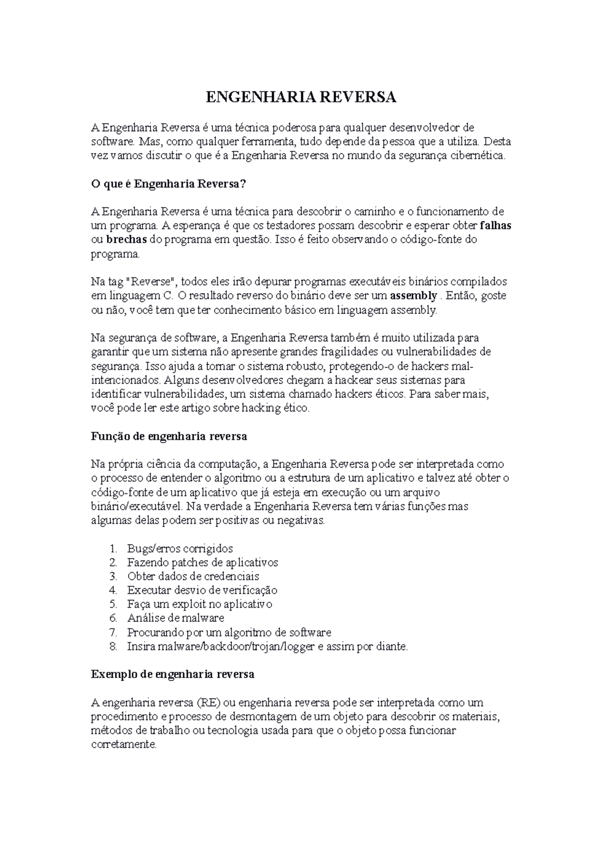 2. Reverse Engineering (15) - ENGENHARIA REVERSA A Engenharia Reversa é ...