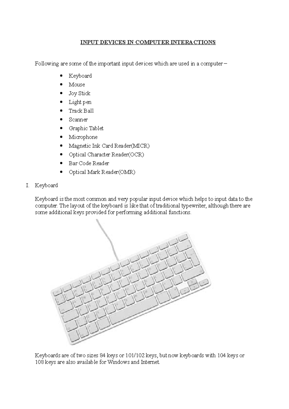 Computer Graphics Class - INPUT DEVICES IN COMPUTER INTERACTIONS ...