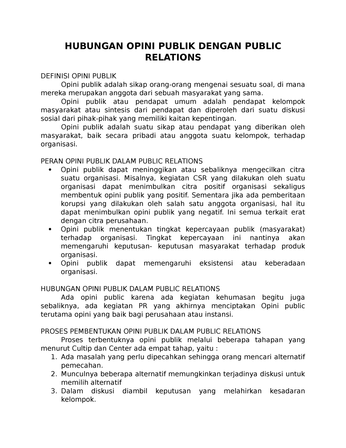 Hubungan Opini Publik Dengan Public Relations - HUBUNGAN OPINI PUBLIK ...