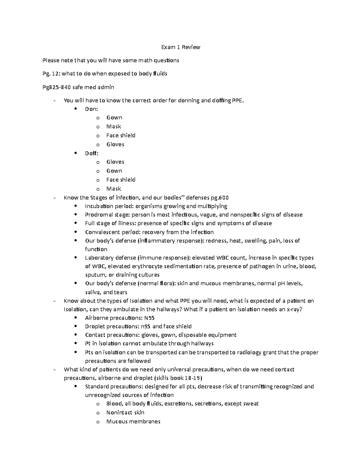 Foundations Exam 1 Study Guide Exam 1 Review Please note that you