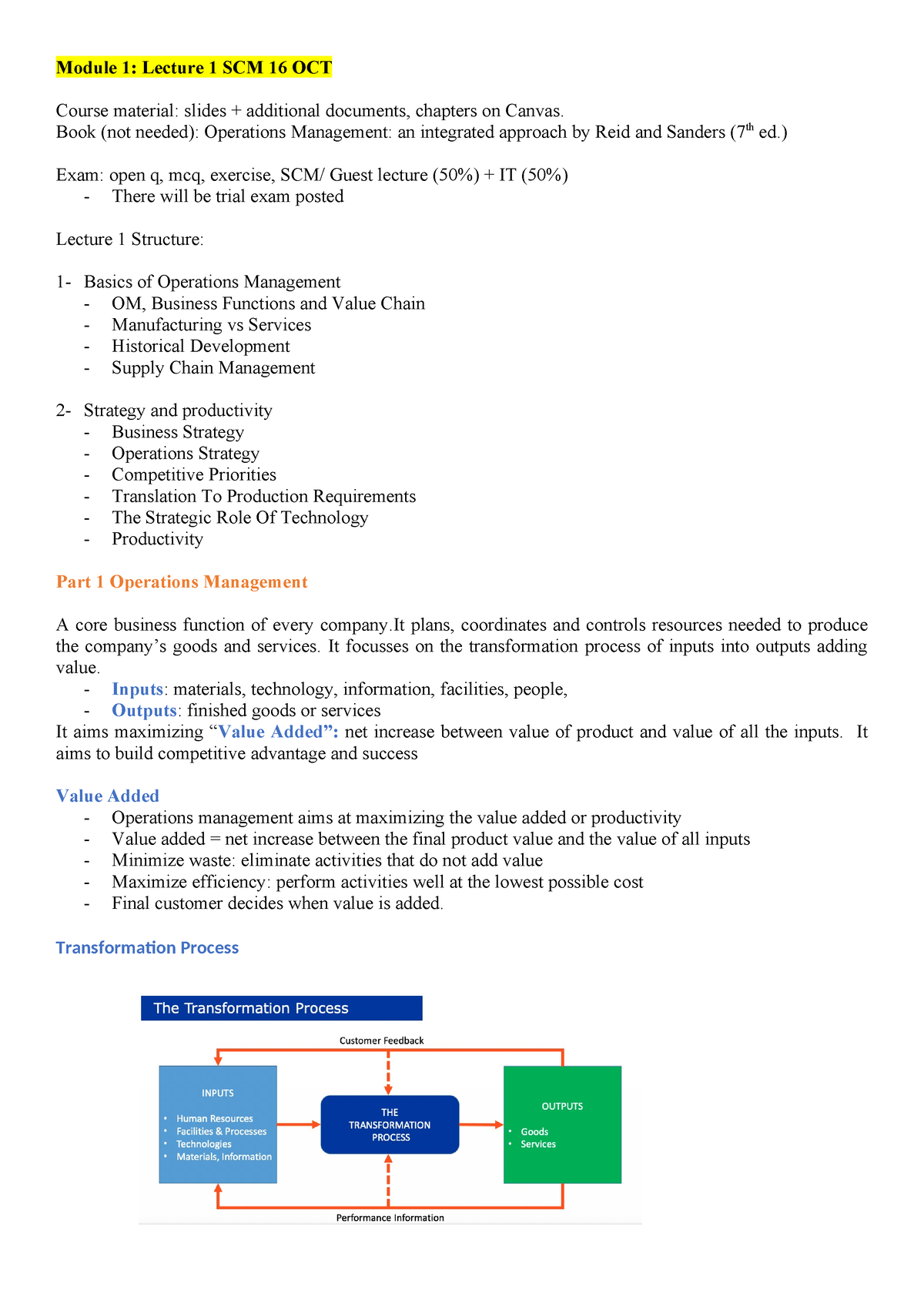 Intro To Scm Lecture 1 - Module 1: Lecture 1 SCM 16 OCT Course Material ...