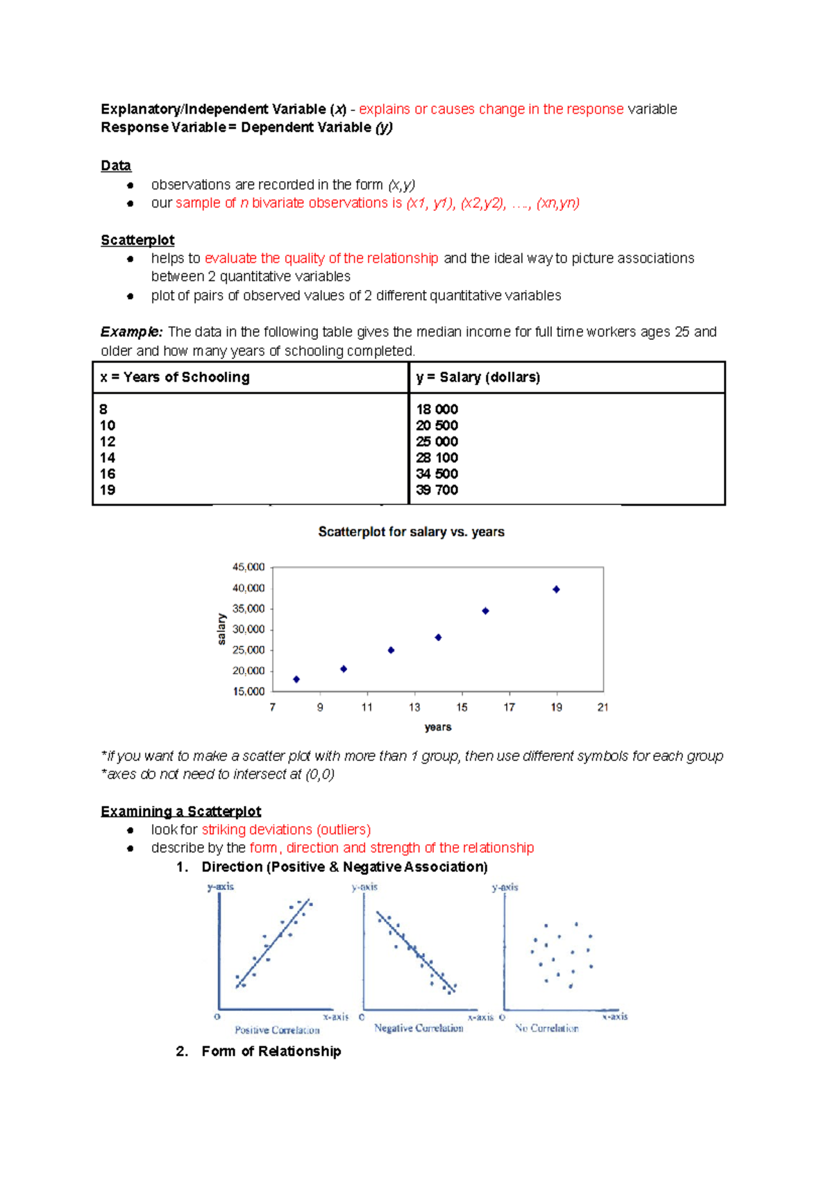6 - Scatterplots, Association and Correlation - Explanatory/Independent ...