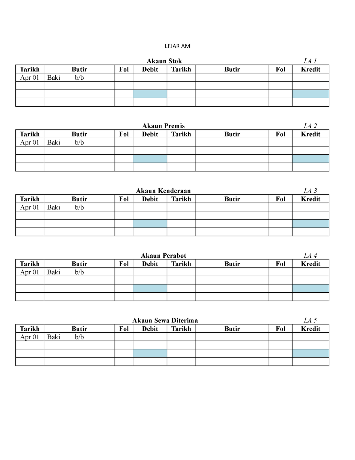 Format Lejar I Duga Sblm Pelarasan Word 2003 Lejar Am Akaun Stok La 1 Tarikh Butir Fol Debit Studocu