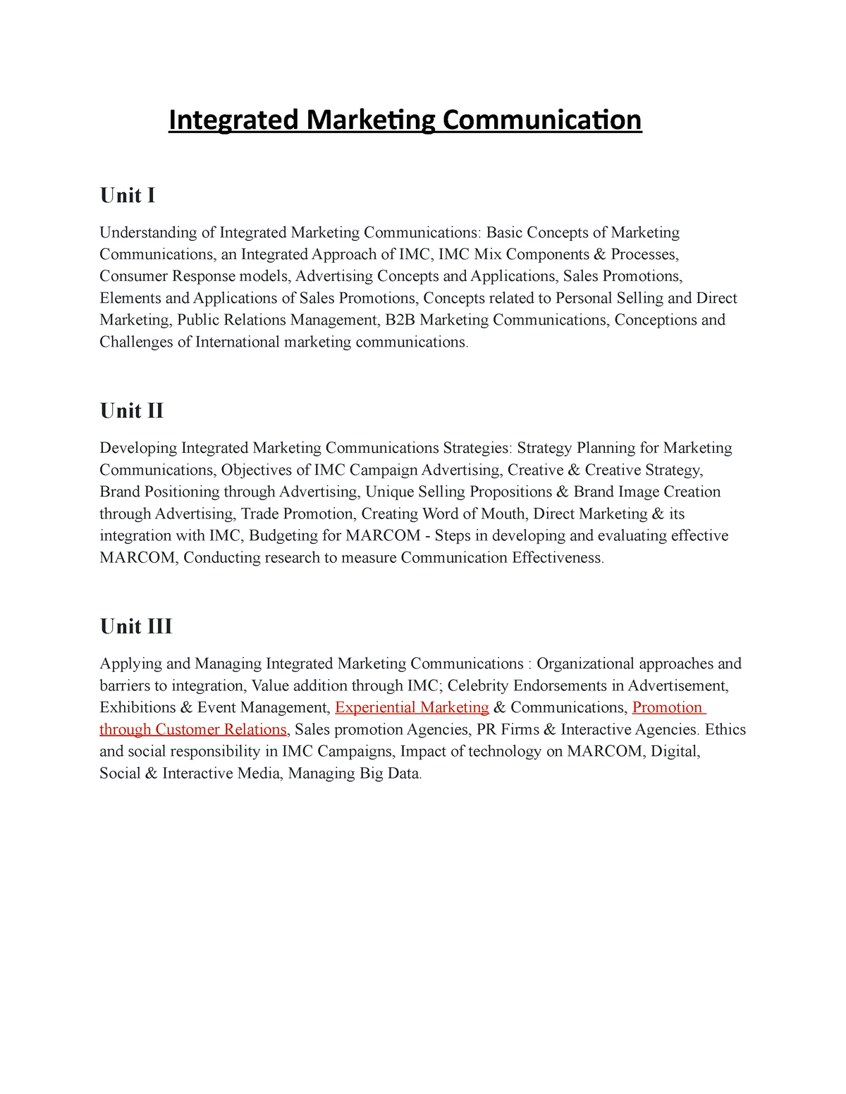 integrated marketing communication assignment pdf