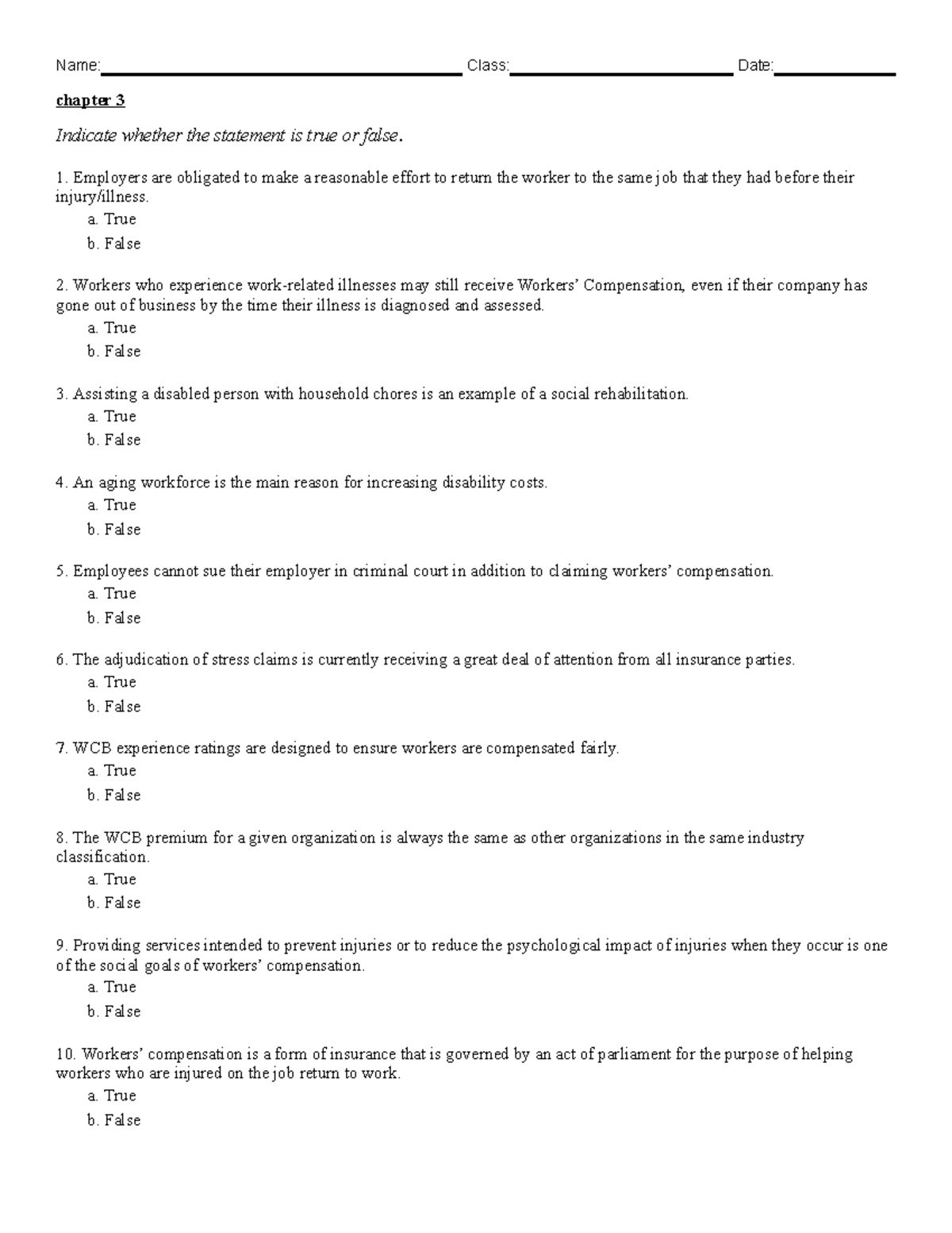 Chapter 3 Test Bank - chapter 3 Indicate whether the statement is true ...