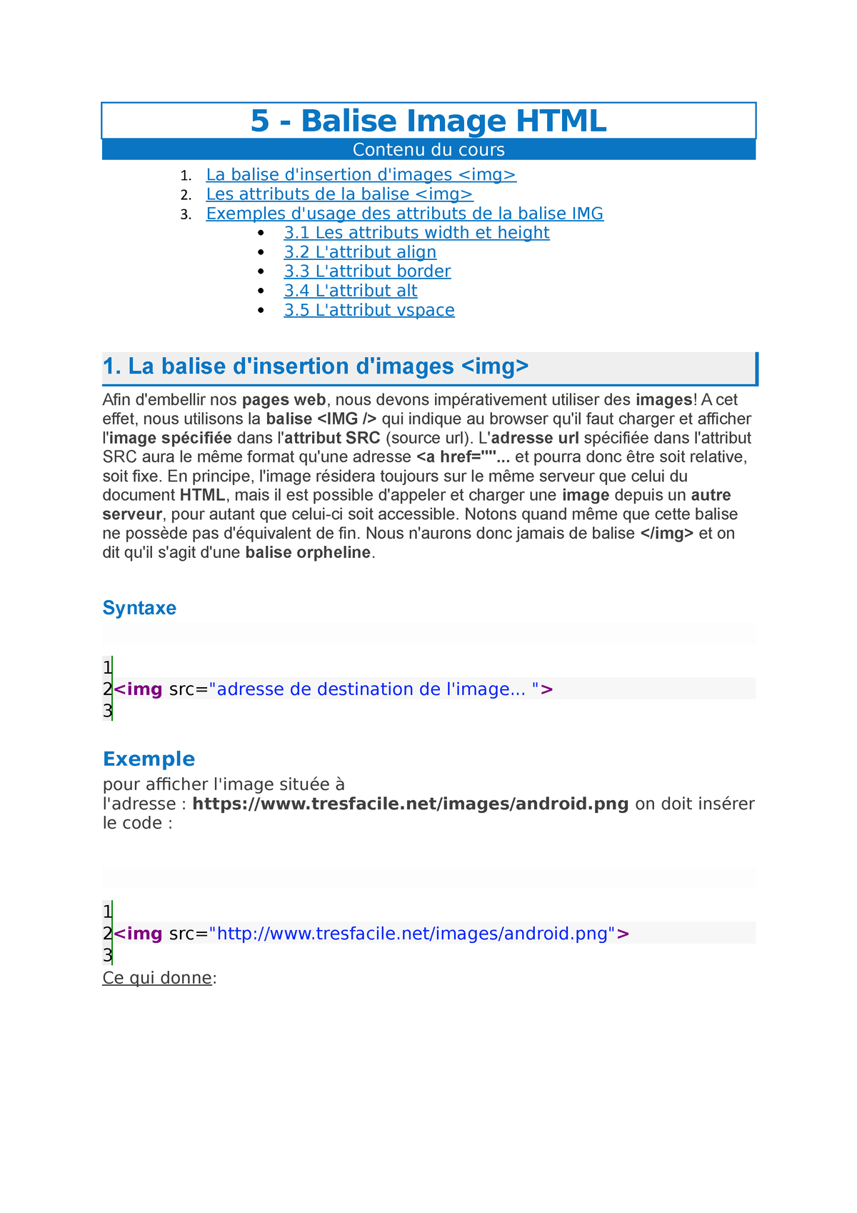 5 - Balise Image HTML - 5 - Balise Image HTML Contenu Du Cours La ...