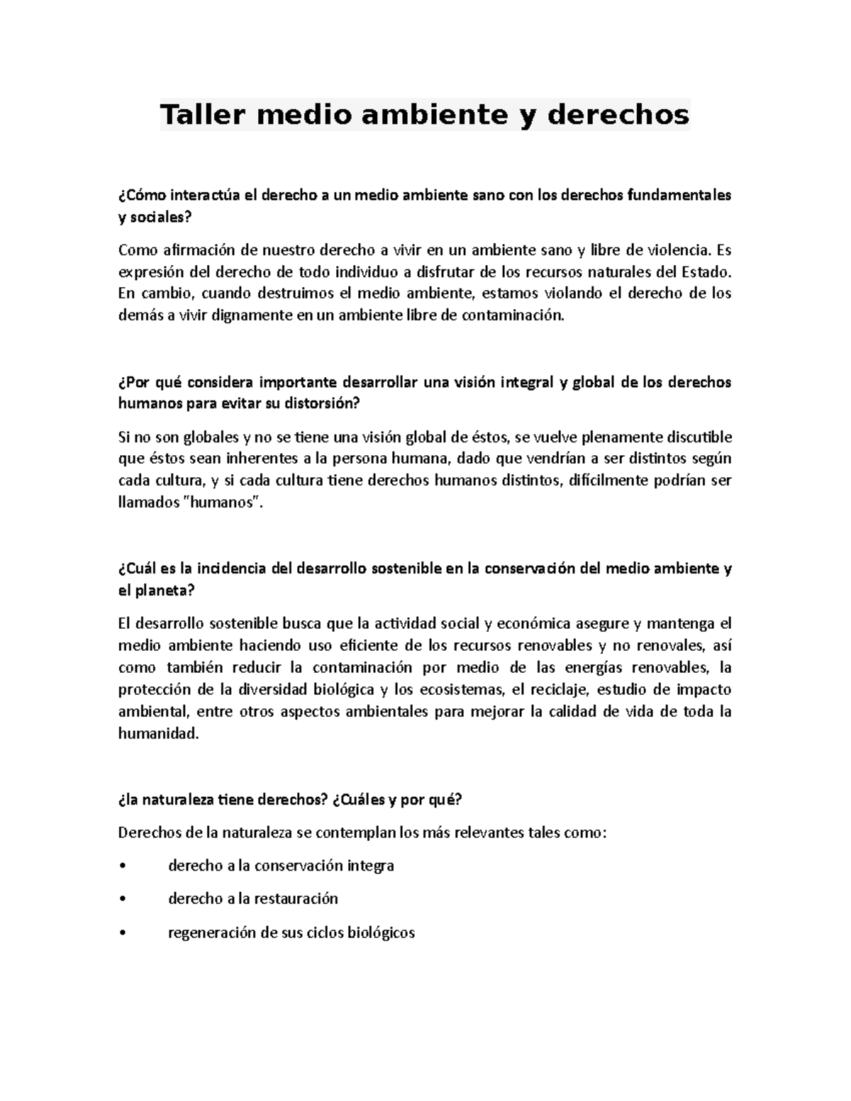 Derecho Y Ambiente ler y lerr Taller medio ambiente y derechos Cómo interactúa el derecho a