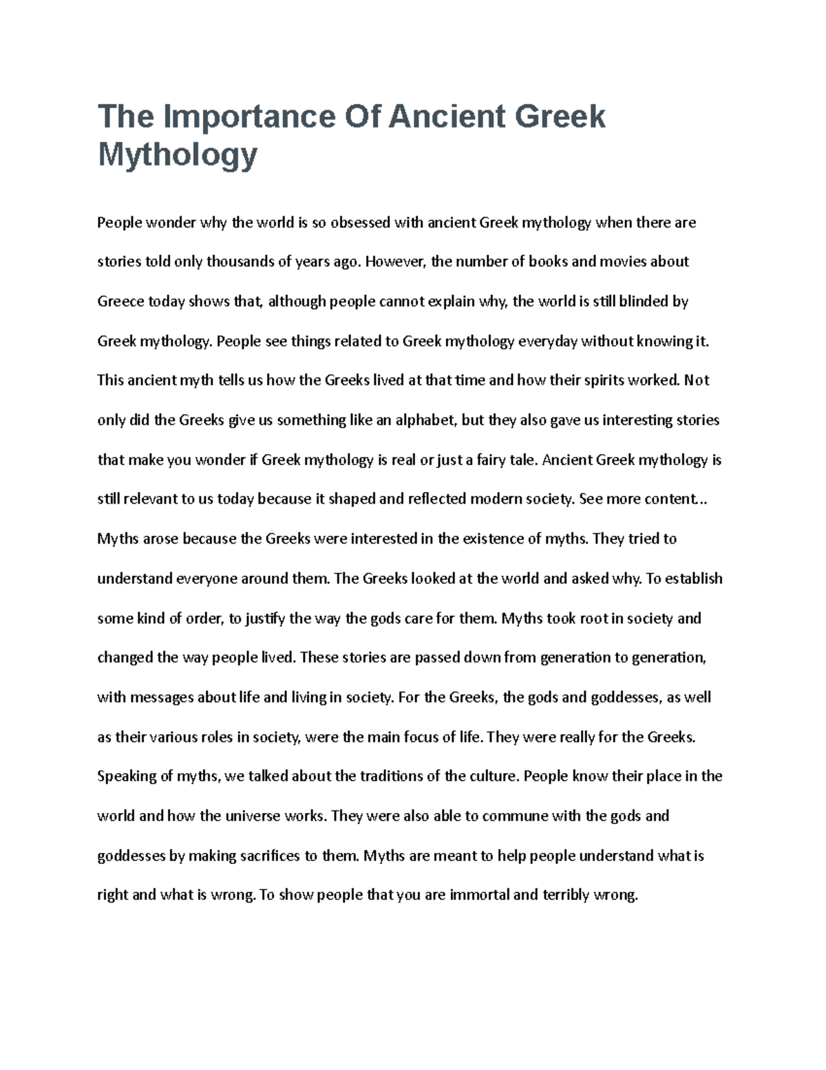 importance of mythology essay