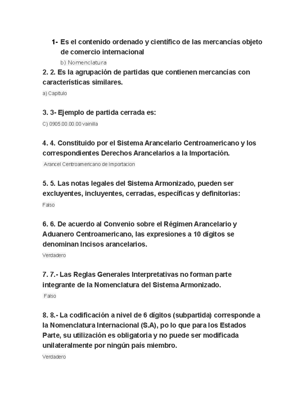 Examen Modulo Clasificacion Arancelaria - 1- Es El Contenido Ordenado Y ...