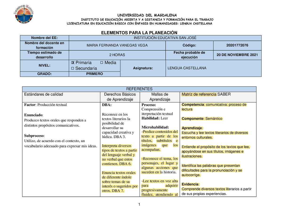 Planeación Individual - ####### INSTITUTO DE EDUCACI”N ABIERTA Y A ...