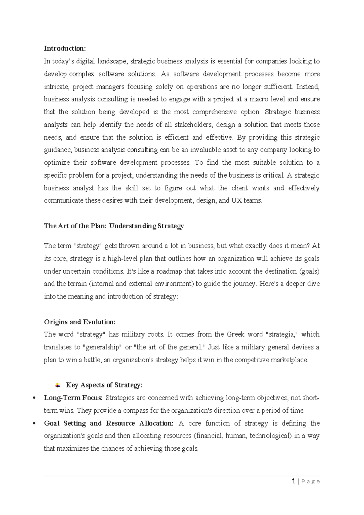 Strategic business analysis - As software development processes become ...