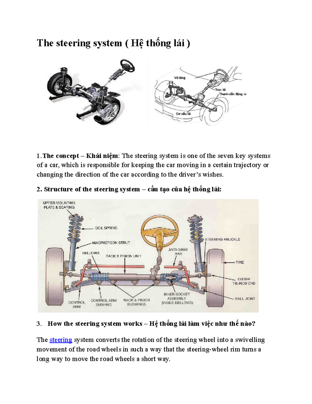 Thesteeringsystemunit4nhóm8 The steering system ( Hệ thống lái