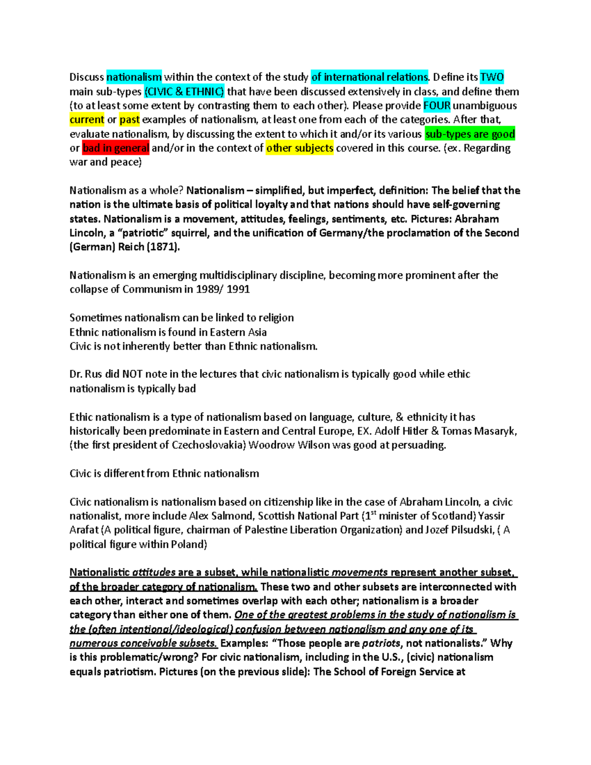 International Rel Final Draft Discuss nationalism within the context
