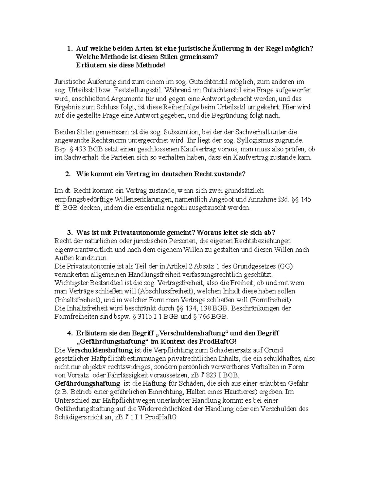 Recht Fragen Fuer Klausurvorbereitung Ws 2013 Orec Studocu