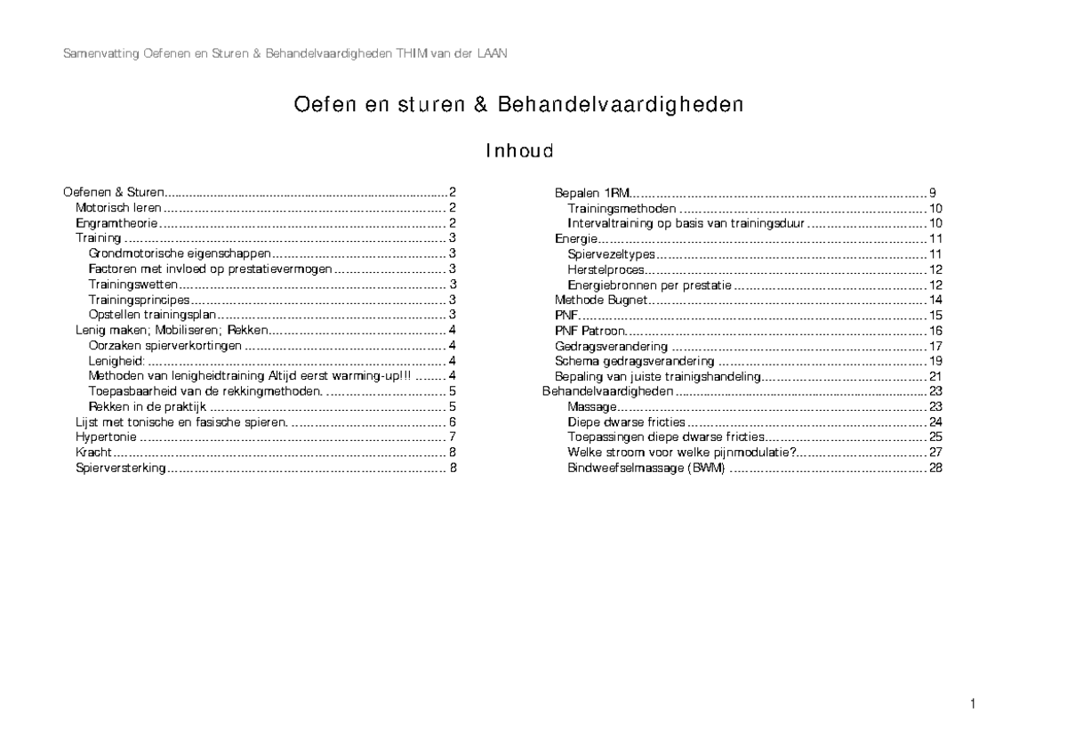 Samenvatting - Behandelvaardigheden - Samenvatting Oefenen En Sturen ...