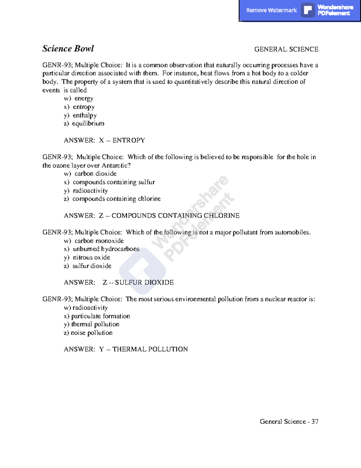 MCQ science quiz mcq Science Bowl GENERAL SCIENCE General Science